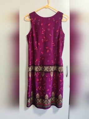 Sleeveless Purple Printed A-Line Dress